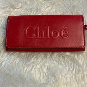 Chloe long red leather wallet
